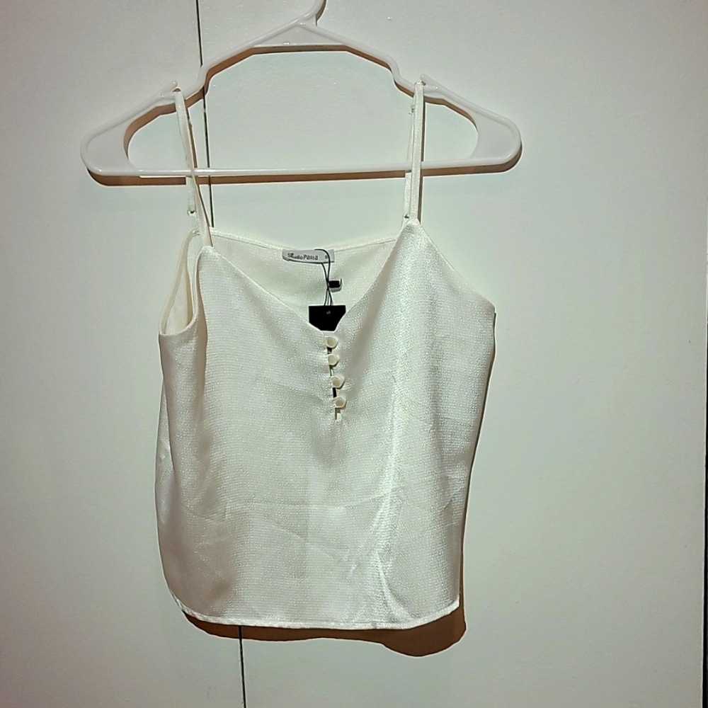 White silky tank top